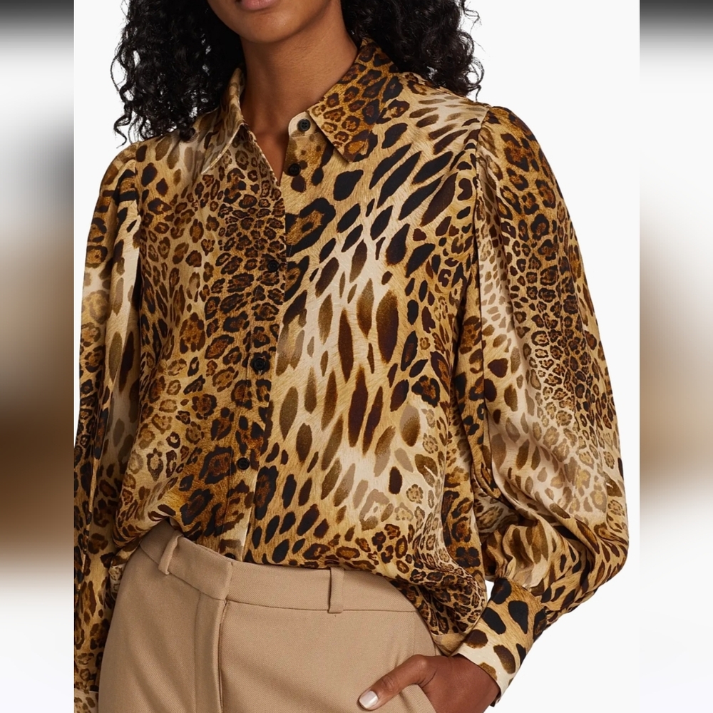 NWT ELIE TAHARI | $345 Animal Print Blouse - Picture 6 of 9